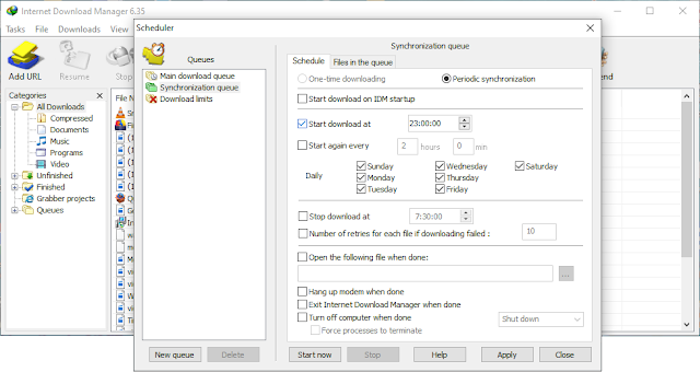 IDM Built-in Scheduler for Automation