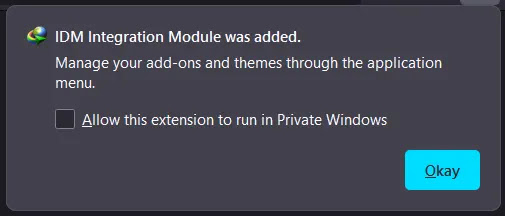 IDM Integration Module was added to tor browser