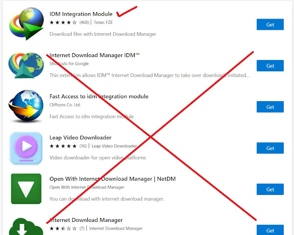 fake IDM extensions from the Microsoft Edge Add-Ons