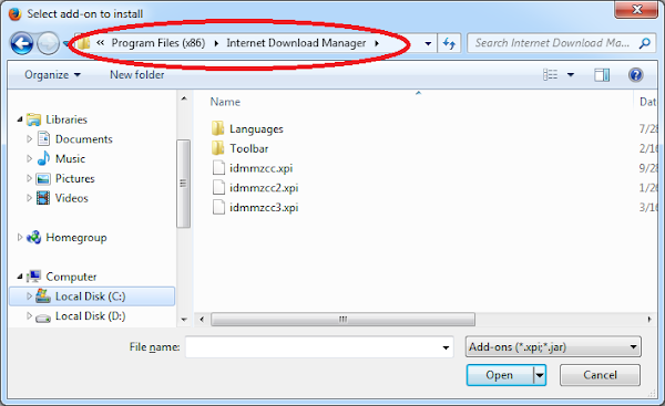 choose idmmzcc3.xpi file