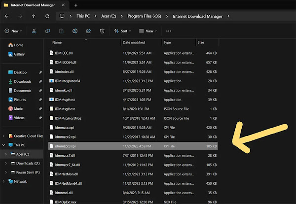 Locate IDM XPI File for Tor Browser