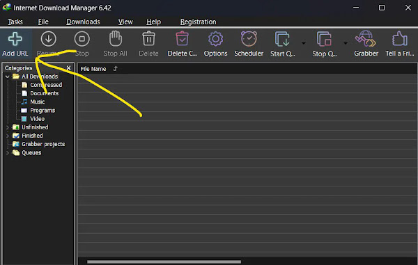 Open IDM and click on the Add URL option