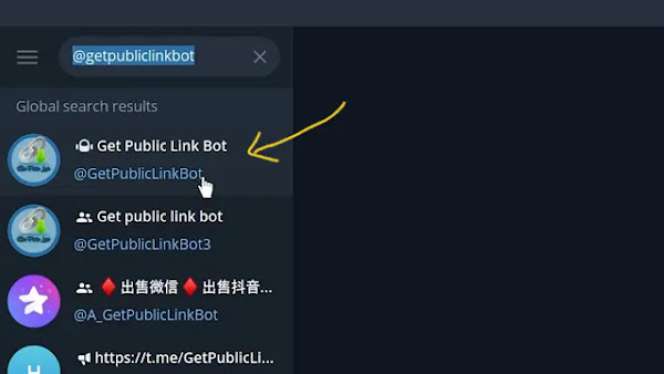 Search for @GetPublicLinkBot