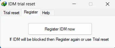 register IDM for free with IDM Resetter Trial Tool