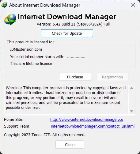 Internet download manager is registered using IDMExtension.com patch