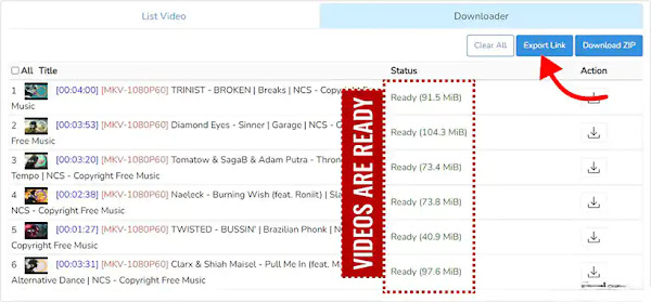 Youtubeplaylist.cc export download link